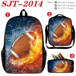Football Anime nylon canvas backpack pencil case crossbody bag three piece set 45x33x14cm