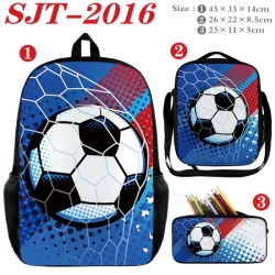 Football Anime nylon canvas backpack pencil case crossbody bag three piece set 45x33x14cm