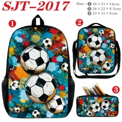 Football Anime nylon canvas backpack pencil case crossbody bag three piece set 45x33x14cm