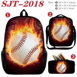 Football Anime nylon canvas backpack pencil case crossbody bag three piece set 45x33x14cm