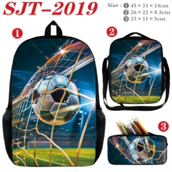 Football Anime nylon canvas backpack pencil case crossbody bag three piece set 45x33x14cm
