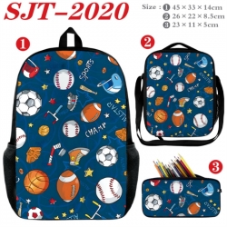 Football Anime nylon canvas backpack pencil case crossbody bag three piece set 45x33x14cm