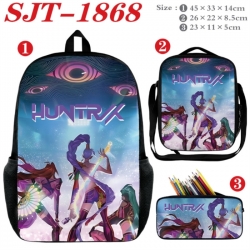 K-Pop:Demon Hunters Anime nylon canvas backpack pencil case crossbody bag three piece set 45x33x14cm