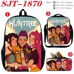 K-Pop:Demon Hunters Anime nylon canvas backpack pencil case crossbody bag three piece set 45x33x14cm