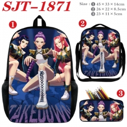 K-Pop:Demon Hunters Anime nylon canvas backpack pencil case crossbody bag three piece set 45x33x14cm