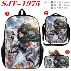 Shingeki no Kyojin Anime nylon canvas backpack pencil case crossbody bag three piece set 45x33x14cm