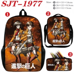 Shingeki no Kyojin Anime nylon canvas backpack pencil case crossbody bag three piece set 45x33x14cm