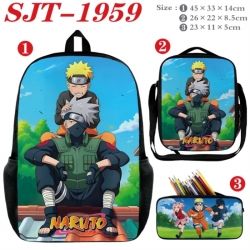 Naruto Anime nylon canvas backpack pencil case crossbody bag three piece set 45x33x14cm