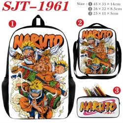 Naruto Anime nylon canvas backpack pencil case crossbody bag three piece set 45x33x14cm
