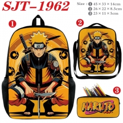 Naruto Anime nylon canvas backpack pencil case crossbody bag three piece set 45x33x14cm