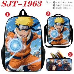 Naruto Anime nylon canvas backpack pencil case crossbody bag three piece set 45x33x14cm