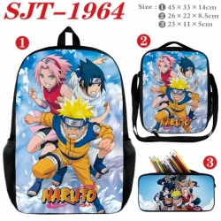 Naruto Anime nylon canvas backpack pencil case crossbody bag three piece set 45x33x14cm