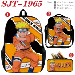 Naruto Anime nylon canvas backpack pencil case crossbody bag three piece set 45x33x14cm