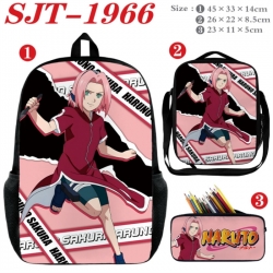 Naruto Anime nylon canvas backpack pencil case crossbody bag three piece set 45x33x14cm