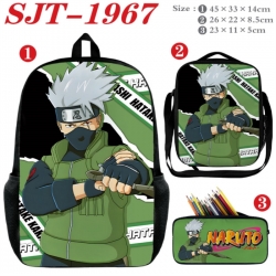 Naruto Anime nylon canvas backpack pencil case crossbody bag three piece set 45x33x14cm