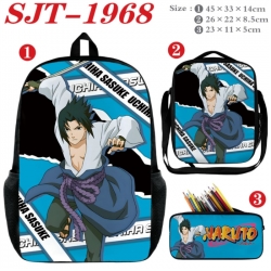 Naruto Anime nylon canvas backpack pencil case crossbody bag three piece set 45x33x14cm
