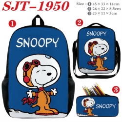 snoopy Anime nylon canvas backpack pencil case crossbody bag three piece set 45x33x14cm