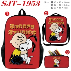 snoopy Anime nylon canvas backpack pencil case crossbody bag three piece set 45x33x14cm