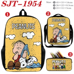 snoopy Anime nylon canvas backpack pencil case crossbody bag three piece set 45x33x14cm