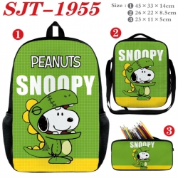 snoopy Anime nylon canvas backpack pencil case crossbody bag three piece set 45x33x14cm