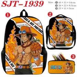 One Piece Anime nylon canvas backpack pencil case crossbody bag three piece set 45x33x14cm