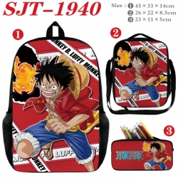 One Piece Anime nylon canvas backpack pencil case crossbody bag three piece set 45x33x14cm