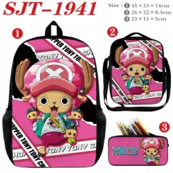 One Piece Anime nylon canvas backpack pencil case crossbody bag three piece set 45x33x14cm