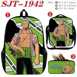 One Piece Anime nylon canvas backpack pencil case crossbody bag three piece set 45x33x14cm