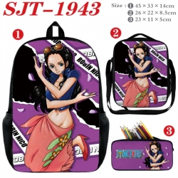 One Piece Anime nylon canvas backpack pencil case crossbody bag three piece set 45x33x14cm