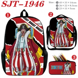 One Piece Anime nylon canvas backpack pencil case crossbody bag three piece set 45x33x14cm