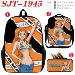 One Piece Anime nylon canvas backpack pencil case crossbody bag three piece set 45x33x14cm