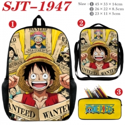 One Piece Anime nylon canvas backpack pencil case crossbody bag three piece set 45x33x14cm