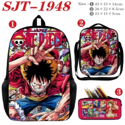 One Piece Anime nylon canvas backpack pencil case crossbody bag three piece set 45x33x14cm