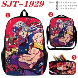 Demon Slayer Kimets Anime nylon canvas backpack pencil case crossbody bag three piece set 45x33x14cm