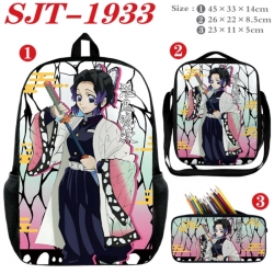 Demon Slayer Kimets Anime nylon canvas backpack pencil case crossbody bag three piece set 45x33x14cm
