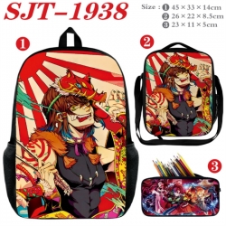 Demon Slayer Kimets Anime nylon canvas backpack pencil case crossbody bag three piece set 45x33x14cm