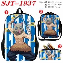 Demon Slayer Kimets Anime nylon canvas backpack pencil case crossbody bag three piece set 45x33x14cm