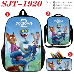 Zootopia Anime nylon canvas backpack pencil case crossbody bag three piece set 45x33x14cm