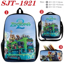 Zootopia Anime nylon canvas backpack pencil case crossbody bag three piece set 45x33x14cm