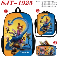 Zootopia Anime nylon canvas backpack pencil case crossbody bag three piece set 45x33x14cm