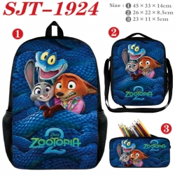 Zootopia Anime nylon canvas backpack pencil case crossbody bag three piece set 45x33x14cm