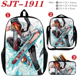 Chainsaw Man Anime nylon canvas backpack pencil case crossbody bag three piece set 45x33x14cm