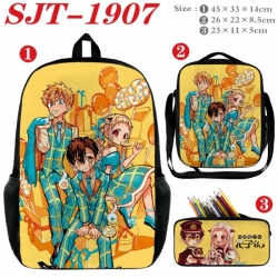 Toilet-bound Hanako-kun Anime nylon canvas backpack pencil case crossbody bag three piece set 45x33x14cm