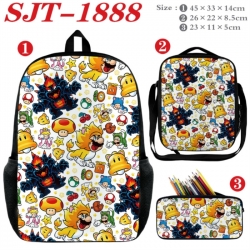 Super Mario Anime nylon canvas backpack pencil case crossbody bag three piece set 45x33x14cm