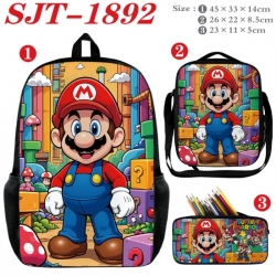 Super Mario Anime nylon canvas backpack pencil case crossbody bag three piece set 45x33x14cm