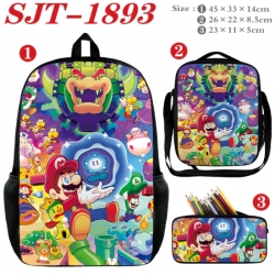 Super Mario Anime nylon canvas backpack pencil case crossbody bag three piece set 45x33x14cm