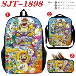 Super Mario Anime nylon canvas backpack pencil case crossbody bag three piece set 45x33x14cm