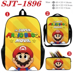 Super Mario Anime nylon canvas backpack pencil case crossbody bag three piece set 45x33x14cm