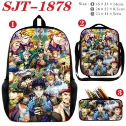 JoJos Bizarre Adventure Anime nylon canvas backpack pencil case crossbody bag three piece set 45x33x14cm
