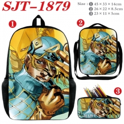 JoJos Bizarre Adventure Anime nylon canvas backpack pencil case crossbody bag three piece set 45x33x14cm